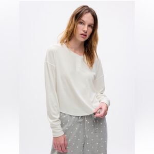 GAP Rib Henley neck long sleeve shirt size M Cottage Core Casual NWT